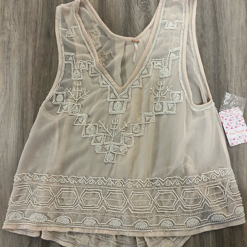 NEW with tags free people sheer beaded tank